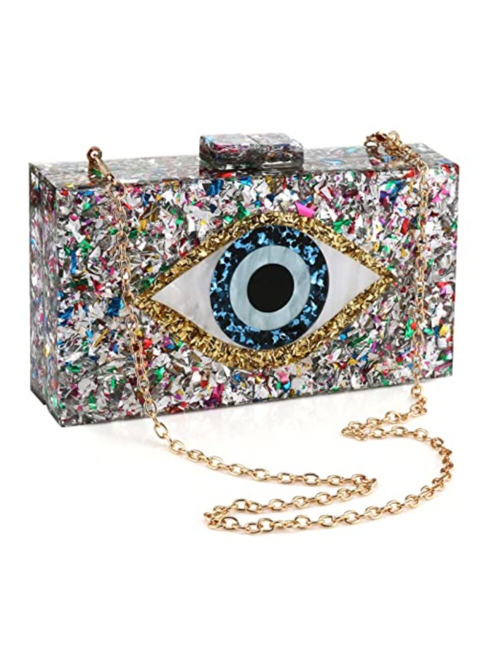Acrylic Box Clutch Geometric Evening Bag Detachable Chain